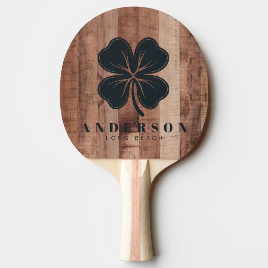 Raquette De Ping Pong Pallet Wood Board Four Leaf Clover with Name (Dos)