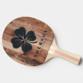 Raquette De Ping Pong Pallet Wood Board Four Leaf Clover with Name (Côté)