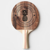 Raquette De Ping Pong Pallet Wood Board Pineapple Wedding Crest & Names (Devant)