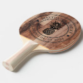 Raquette De Ping Pong Pallet Wood Board Pineapple Wedding Crest & Names (Devant Angle)