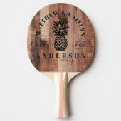 Raquette De Ping Pong Pallet Wood Board Tropical Pineapple Wedding Crest (Devant)