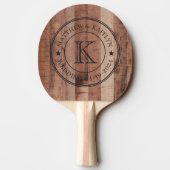Raquette De Ping Pong Pallet Wood Boards Wedding Monogram Star (Dos)