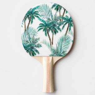 Raquette De Ping Pong Palmier tropical : Motif de la jungle aquarelle.