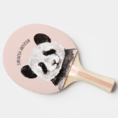 Raquette De Ping Pong Panda Aquarelle Moderne Avec Nom Et Pastel Rose (Côté)