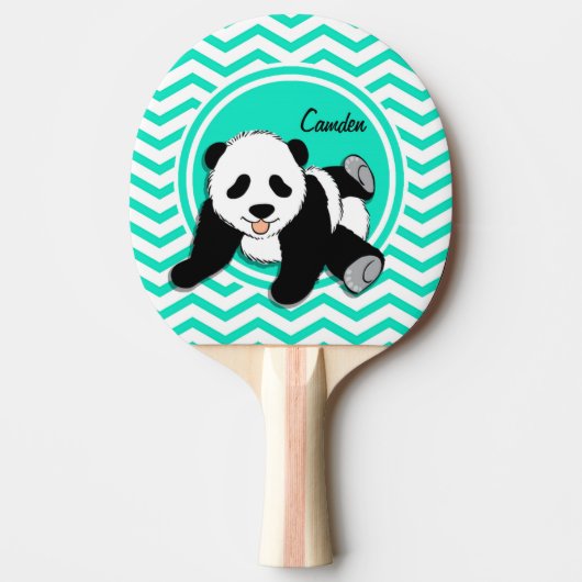 Raquette De Ping Pong Panda bébé; Chevron vert Aqua (Devant)