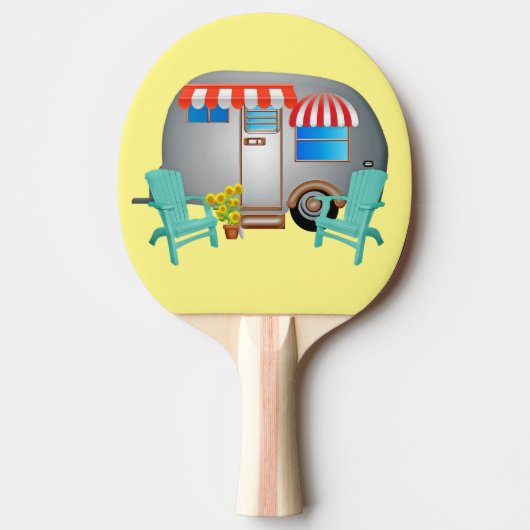 RAQUETTE DE PING PONG PANNEAU DE PING-PONG RETRO CAMPER TRAILER (Devant)