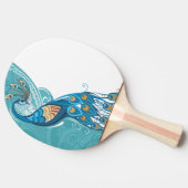 Raquette De Ping Pong Paon sur l'illustration turquoise (Côté)