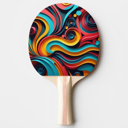 Raquette De Ping Pong Papercut Vagues colorées (Devant)