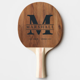 Raquette De Ping Pong Papier d'érable Monogramme & Superposition de nom