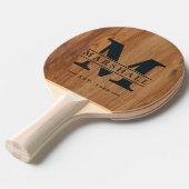 Raquette De Ping Pong Papier d'érable Monogramme & Superposition de nom (Devant Angle)