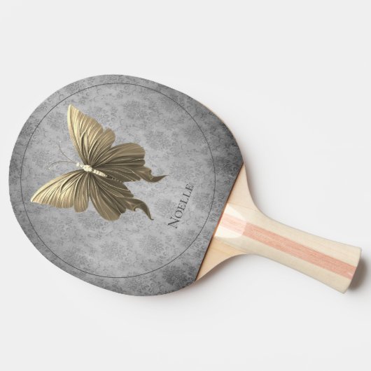 Raquette De Ping Pong Papillon à bijoux en or (Côté)