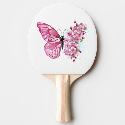 Raquette De Ping Pong Papillon à fleurs avec Sakura rose (Devant)