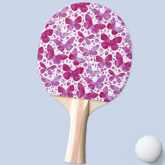 Raquette De Ping Pong Papillon Aquarelle Magenta Motif rose
