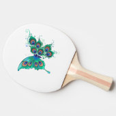 Raquette De Ping Pong Papillon aux plumes de paon vert (Côté)
