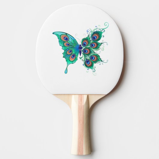 Raquette De Ping Pong Papillon aux plumes de paon vert (Devant)