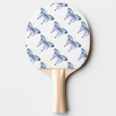Raquette De Ping Pong Papillon d'aquarelle bleu-violet personnalisé (Dos)
