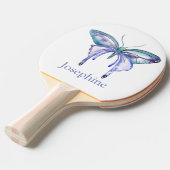 Raquette De Ping Pong Papillon d'aquarelle bleu-violet personnalisé (Devant Angle)