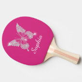 Raquette De Ping Pong Papillon Diamant Blanc, Nom de Script, Fuchsia (Côté)