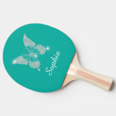 Raquette De Ping Pong Papillon Diamant Blanc Script Nom, sarcelle (Côté)