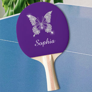 Raquette De Ping Pong Papillon Étincelle Diamant Blanc Nom, Violet Royal