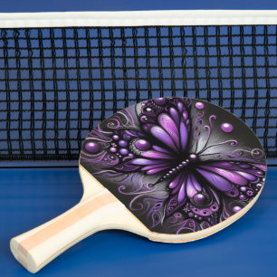 Raquette De Ping Pong Papillon gothique blanc violet noir couleur