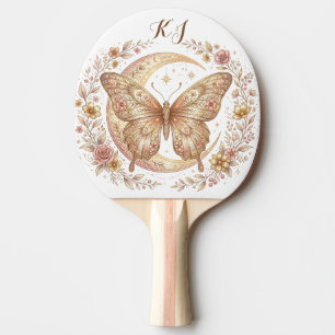 Raquette De Ping Pong Papillon Lune Floral Or Design Personnalisé