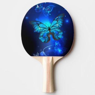 Raquette De Ping Pong Papillon Morpho sur fond sombre