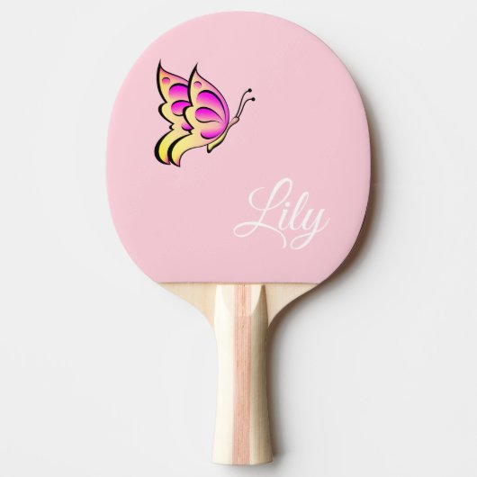 Raquette De Ping Pong papillon rose - nom d'ajout (Devant)