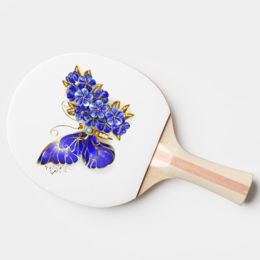 Raquette De Ping Pong Papillon saphir à fleurs (Côté)