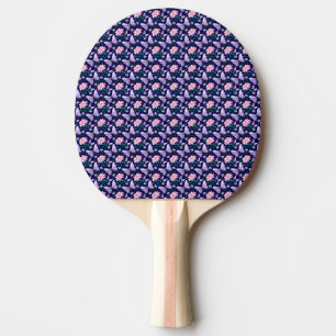 Raquette De Ping Pong Papillon Violet et Motif Floral Rose