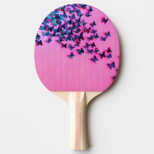 Raquette De Ping Pong Papillons bleu rose magnifique