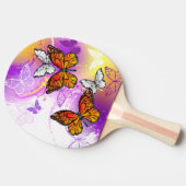 Raquette De Ping Pong Papillons Monarque sur Arrière - plan pourpre (Côté)