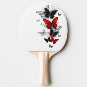 Raquette De Ping Pong Papillons noirs et rouges volants
