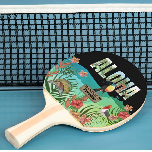 Raquette De Ping Pong Paradis tropical d'Aloha exotique personnalisé