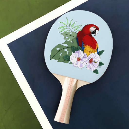 Raquette De Ping Pong Parrot floral rouge Macaw Tropical Bird