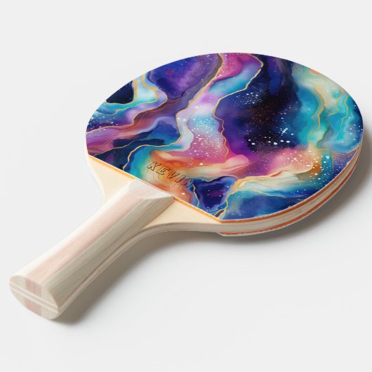 Raquette De Ping Pong Parties scintillant arc-en-ciel esthétique motif m (Devant Angle)