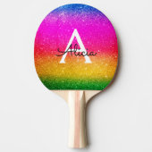 Raquette De Ping Pong Parties scintillant arc-en-ciel rose jaune violet  (Devant)