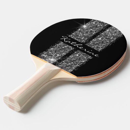Raquette De Ping Pong Parties scintillant Argent Sport Racing Stripes Él (Devant Angle)