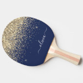 Raquette De Ping Pong Parties scintillant Bleu de la Marine d'or Script  (Côté)