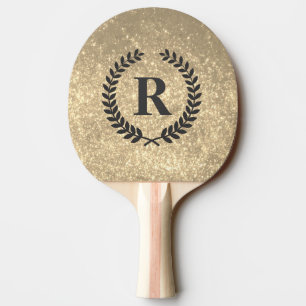 Raquette De Ping Pong Parties scintillant d'or avec monogramme