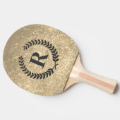 Raquette De Ping Pong Parties scintillant d'or avec monogramme (Côté)