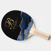 Raquette De Ping Pong Parties scintillant d'or bleu Géode Monogramme (Côté)