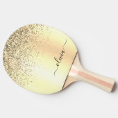 Raquette De Ping Pong Parties scintillant d'or Monogramme métallique Nom (Côté)