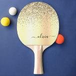 Raquette De Ping Pong Parties scintillant d'or Monogramme métallique Nom<br><div class="desc">Gold Faux Foil Parties scintillant à étincelle métallique broyée Monogramme en métal Nom Ping Pong Paddle. Cela rend le cadeau parfait pour 16 ans,  mariage,  douche nuptiale,  anniversaire,  baby shower ou bachelorette pour quelqu'un qui aime le luxe glam et les styles chic.</div>