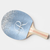 Raquette De Ping Pong Parties scintillant en argent brossé bleu Nom du m (Côté)
