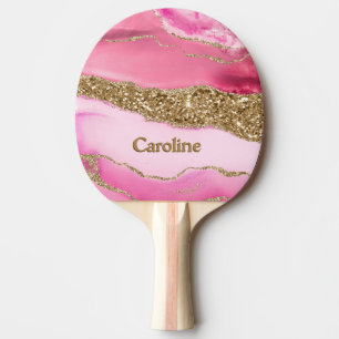Raquette De Ping Pong Parties scintillant étincelante marbre Art rose or