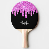 Raquette De Ping Pong Parties scintillant étincelante rose noir Monogram (Devant)