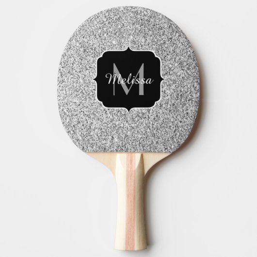 Raquette De Ping Pong Parties scintillant gris argent scintille Monogram (Devant)