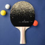 Raquette De Ping Pong Parties scintillant Noir Or Script Monogramme Nom<br><div class="desc">Parties scintillant à étincelle d'or et de noir Script Monogramme Nom Ping Pong Paddle. Cela rend le cadeau parfait pour 16 ans,  mariage,  douche nuptiale,  anniversaire,  baby shower ou bachelorette pour quelqu'un qui aime le luxe glam et les styles chic.</div>