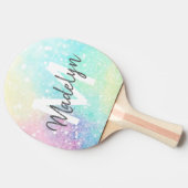 Raquette De Ping Pong Parties scintillant personnalisée Pastel Bokeh Mot (Côté)
